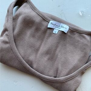 Michael Stars Taupe Ribbed Top